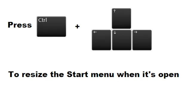 ctrl plus uparrow downarrow rightarrow leftarrow shortcuts for windows