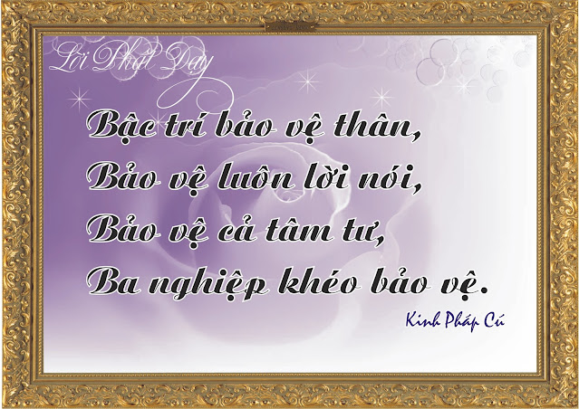 Bậc trí bảo vệ thân, Bảo vệ luôn lời nói Bảo vệ cả tâm tư, Ba nghiệp khéo bảo vệ.