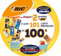 Logo Con BIC puoi vincere una card Esselunga al giorno 2019: in palio 101 premi da 100 euro