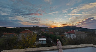 Enjoying the sunrise from the roof terrace