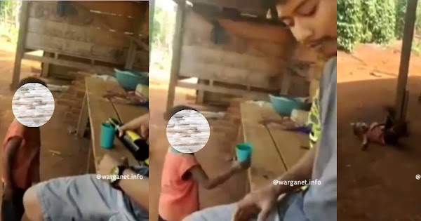 Viral Anak Kecil Dicekoki Miras, Jalan Sempoyongan sampai Tersungkur, Ini Videonya