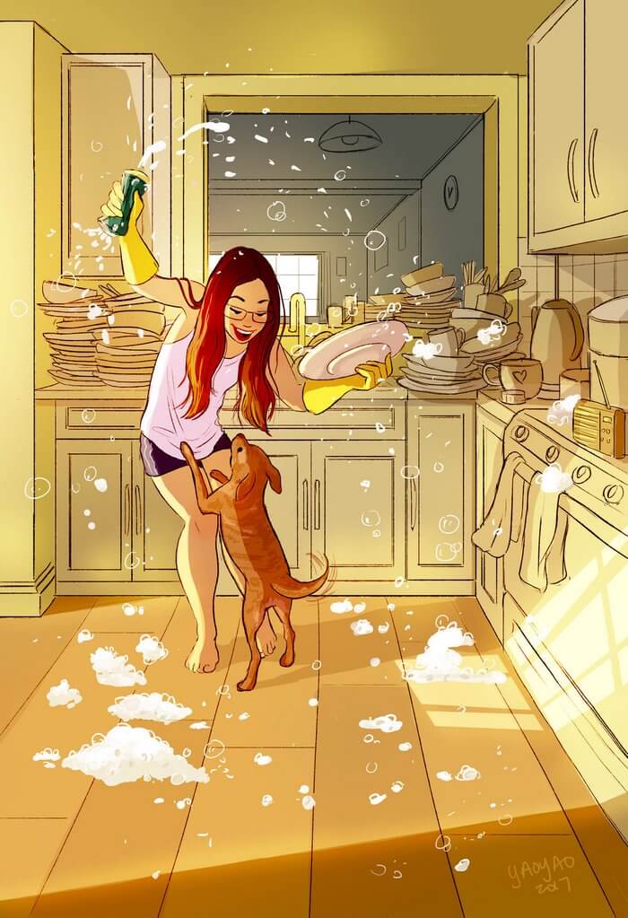 20 Beautiful Illustrations That Show What's Like To Live Alone - Dancing Like No One Is Watching (Cause No One Is)