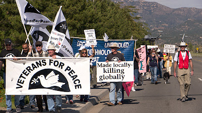 San Diego Veterans for Peace protest march at General Atomics in Poway, CA.