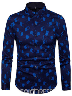  Ericdress Geometric Print Lapel Men's Shirt