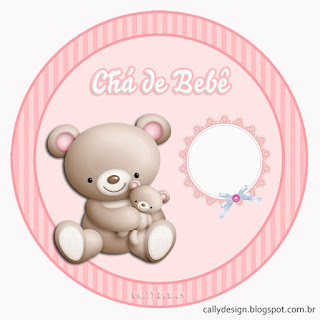 Mommy Bear with Baby, Toppers or Free Printable Candy Bar Labels.