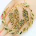 Luxury Green Peridot Gold Plated Jewelry Sets for Women Earrings Necklace Pendant Ring Bracelet Christmas Birthday Gift