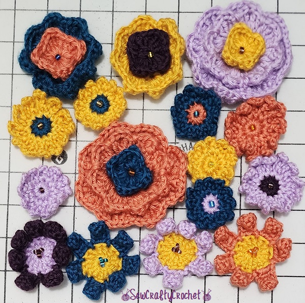 Crocheted Granny Square Needle Book Fall Flower