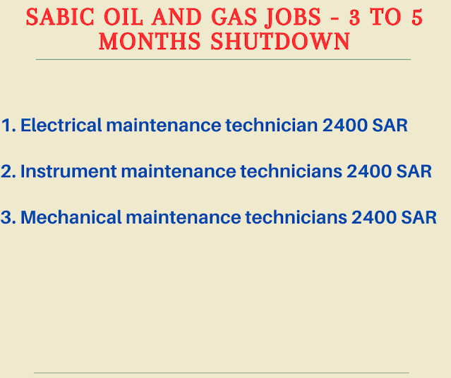 SABIC Oil and Gas Jobs - 3 to 5 Months Shutdown