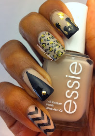 Lacquer Lockdown - nude nails, Essie Sand Tropez, Vivid Lacquer, VL010, VL005, VL009, stamping, nail art, leopard print, chevrons, watermarble, coloblock nails, gold flakies, cute nails, diy nail art, diy nails, easy nail art, nail art ideas, skittle manicure, bundle monster, cici and sisi, moyou london, konad, nude nails, nail art, freehand nails, leopard print