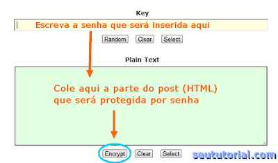 senha nos posts blogger