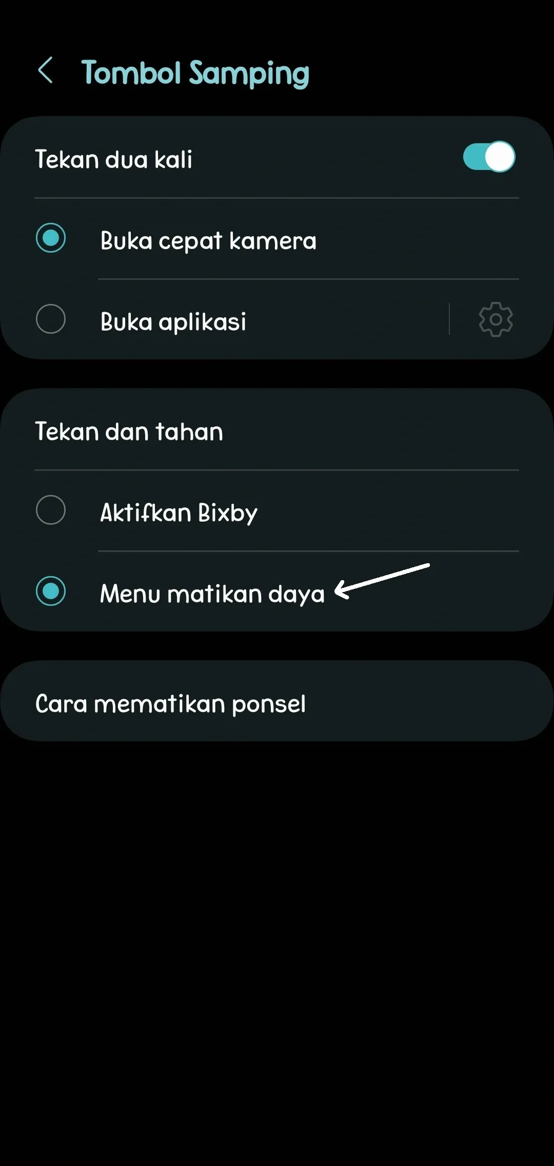 Menu Matikan Daya