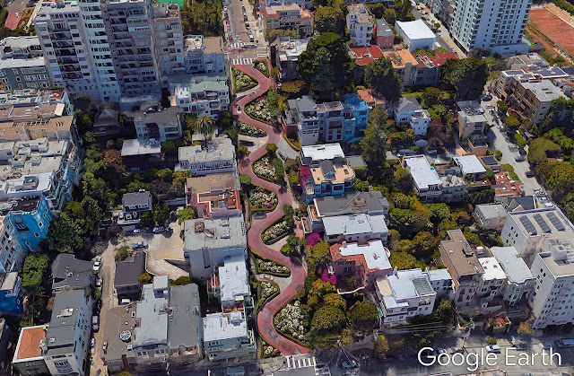 Lombard Street - самая извилистая улица в мире в 3D визуализации от Google.