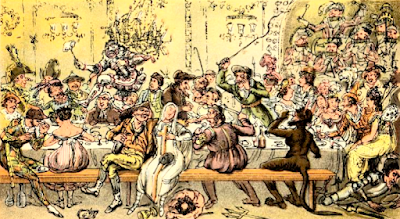 Tom & Jerry larking at a masquerade supper, at the Opera House by IR & G Cruikshank in Tom and Jerry: Life in London by P Egan (1869 first pub 1821)