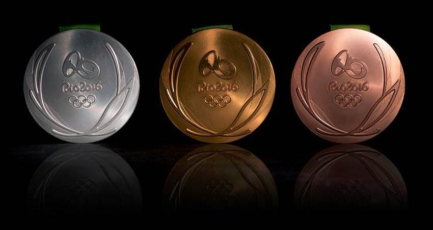 Penampakan penampilan belakang Bentuk Medali Olimpiade 2016 Rio Brasil