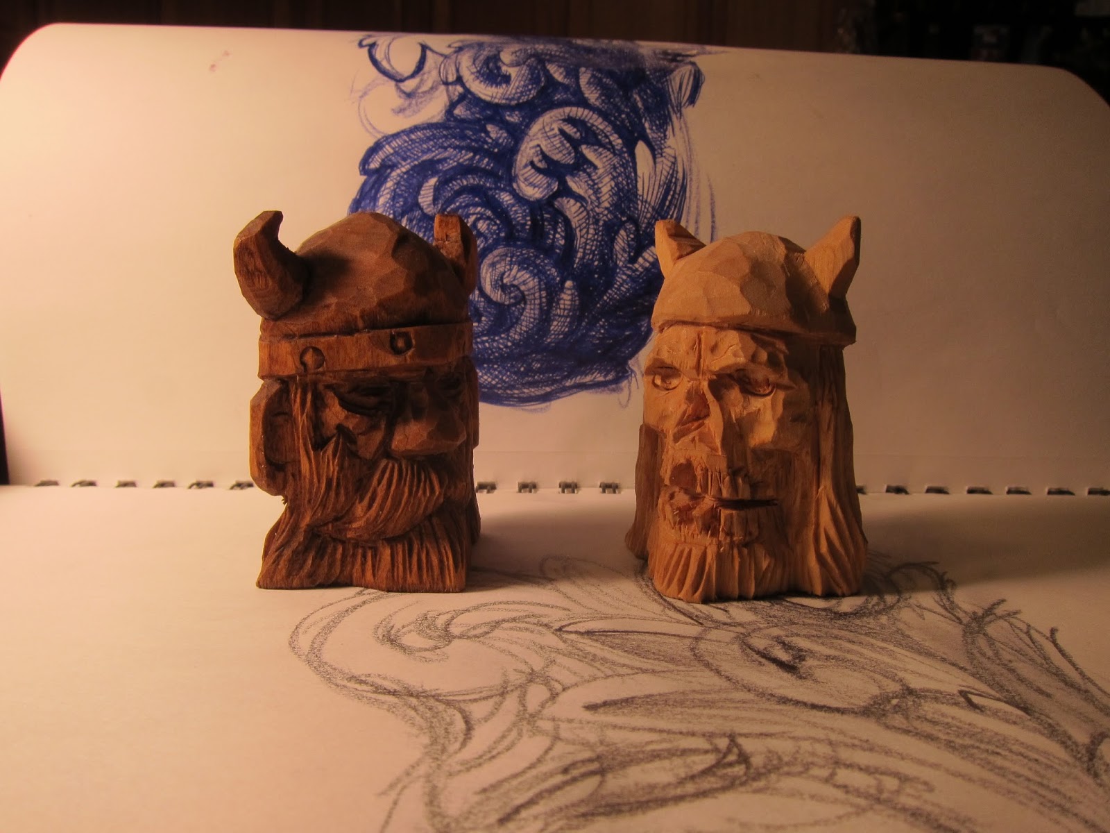  Vikings  Wood  Carving  Dead Viking  and Alive Viking  