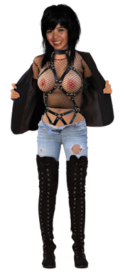 Hot Asian girl in revealing fishnet PNG clipart
