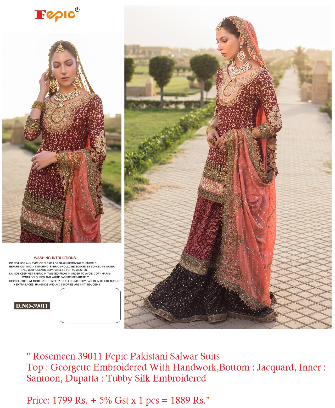 Rosemeen 39011 Fepic Pakistani Salwar Suits Manufacturer Wholesaler