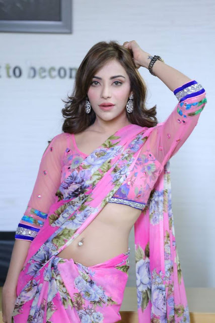 telugu actress Angela Krislinzki  cleavage,navel pics in saree
