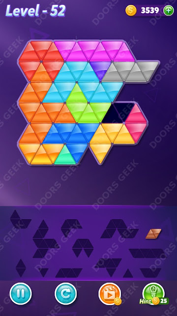 Block! Triangle Puzzle Champion Level 52 Solution, Cheats, Walkthrough for Android, iPhone, iPad and iPod