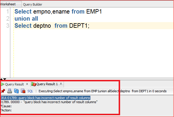 difference between Union and Union ALL in Oracle Database