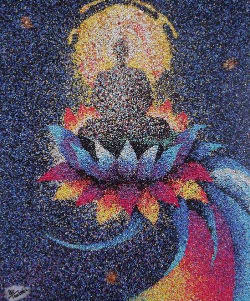 Colored sand painting by Ako Tsubaki