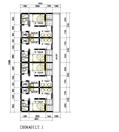 Desain rumah petak 6x15 m2  bismillah