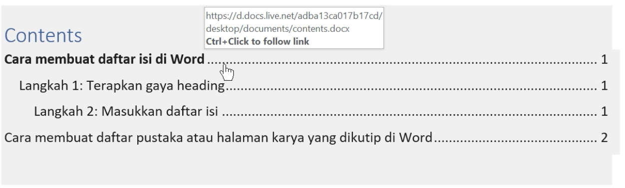 MEMBUAT DAFTAR ISI PADA MICROSOFT WORD