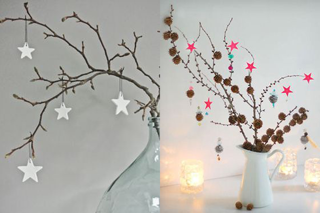 decoración de interiores inspiración navidad árbol ramitas hermanas bolena