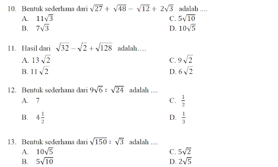 Soal Matematika Kelas 9 Akar Pangkat