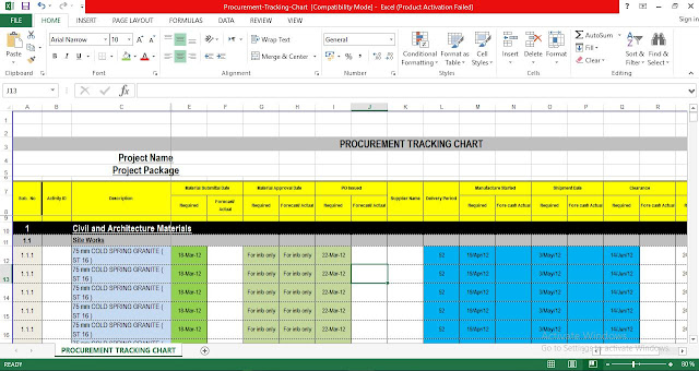 Procurement Tracking Chart Excel Template