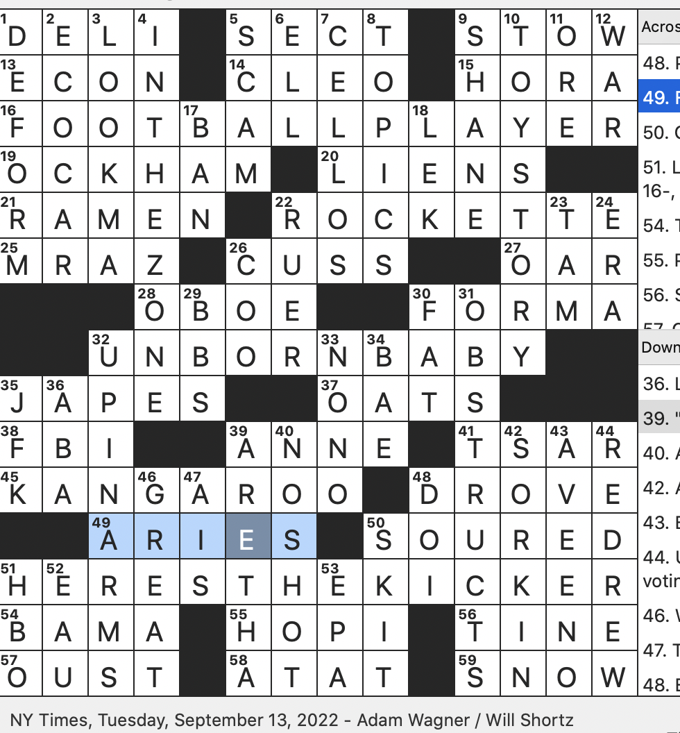 1002-22 NY Times Crossword 2 Oct 22, Sunday - NYXCrossword.com