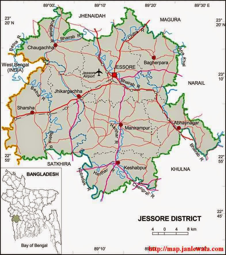 jessore zila map of bangladesh