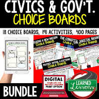 Civics Activities Civics Lessons Civics Choice Boards