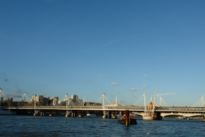 The Hungerford Bridge over the river Thames in London