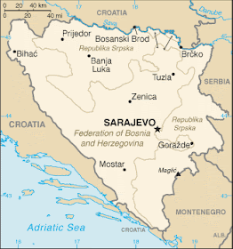 Mappa di Bosnia Regionale Geografia