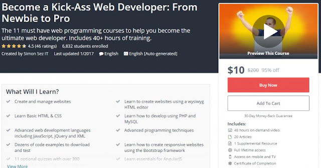 [95% Off] Become a Kick-Ass Web Developer: From Newbie to Pro - 48 Hours| Worth 200$