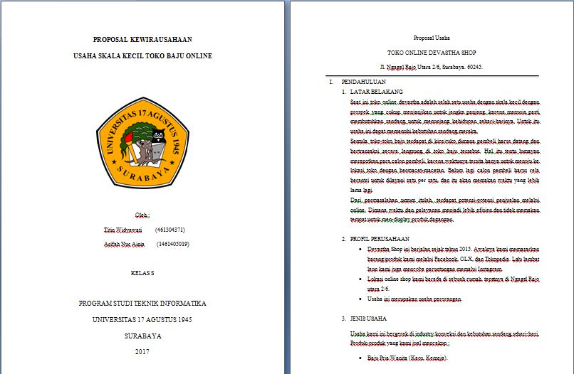 Contoh Proposal Kewirausahaan