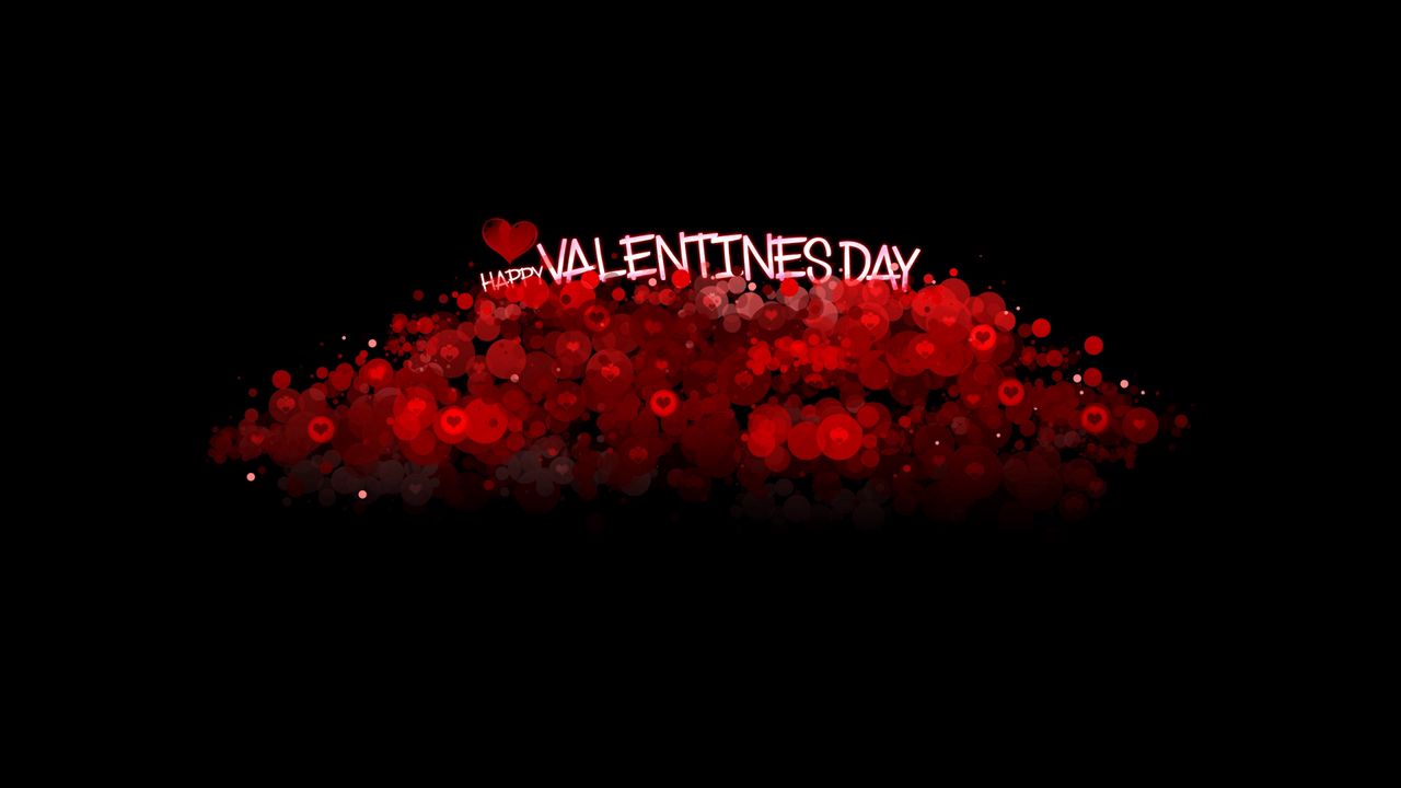 Wallpaper Valentines Day Inscription Hearts Background Black