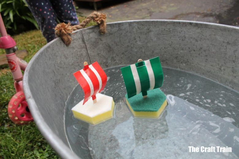 sponge boats - transportation activity for toddlers and preschoolers