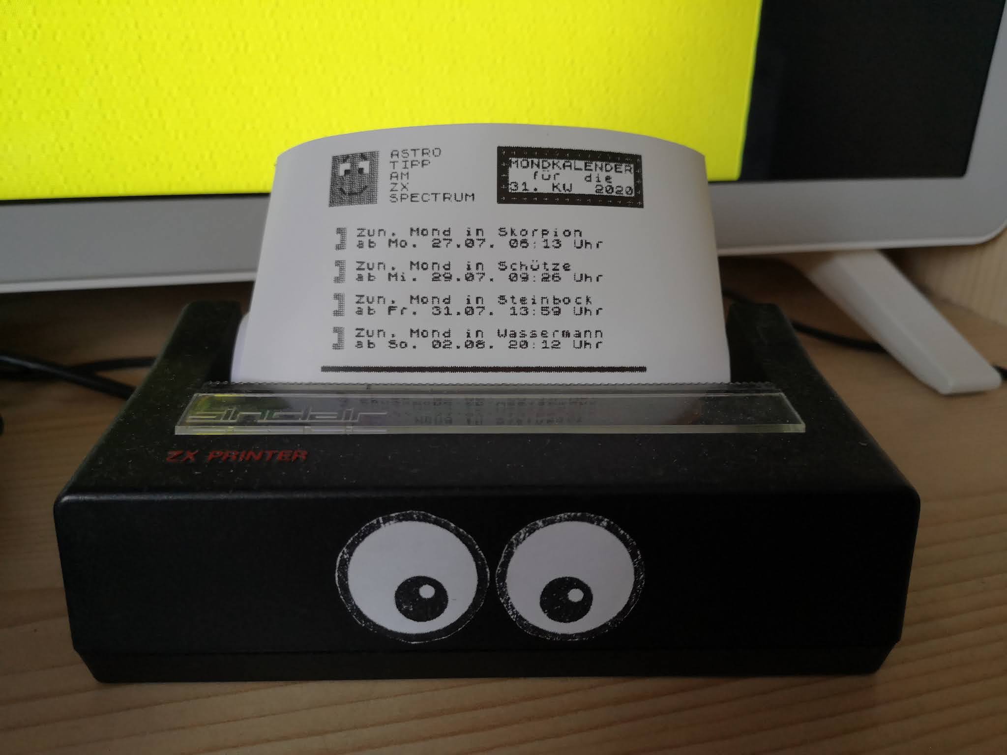 Mondkalender - Ausdruck am ZX Printer
