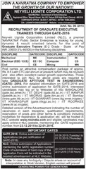 NLC GATE 2016 Advertisement indgovtjobs