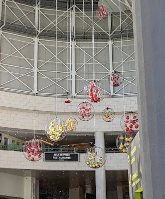 Christmas decorations at Lisbon Airport. Photo taken from the Groundforce kiosk
