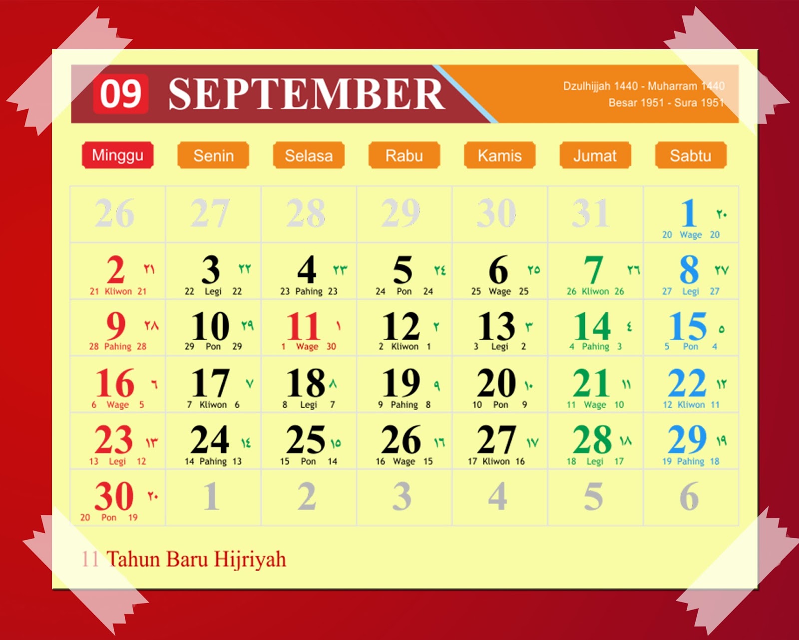 Download Kalender 2018 Hijriyah Jawa Dan Pasaran