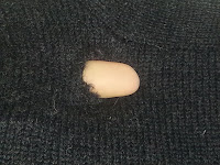 huge moth eaten hole in my cardigan