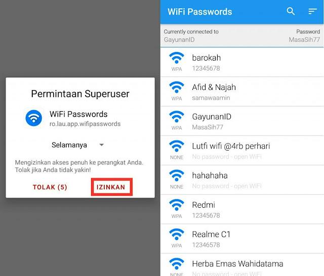 Show WiFi password