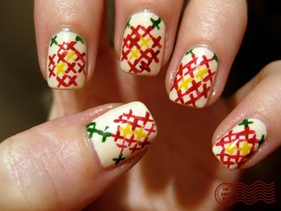 nail art, manicure, diy nails,cross stitch, embroidery, crafts, unconventional embroidery, diy, fashion diy