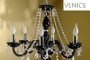 Black Venice: Lampadario in vetro di Murano nero con cristalli Swarovski