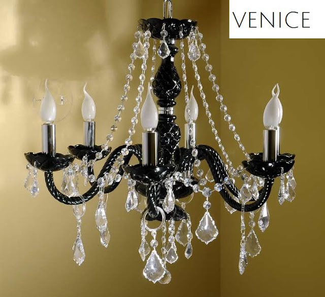 Lampadario-di-Murano-nero-con-gocce-Swarovski