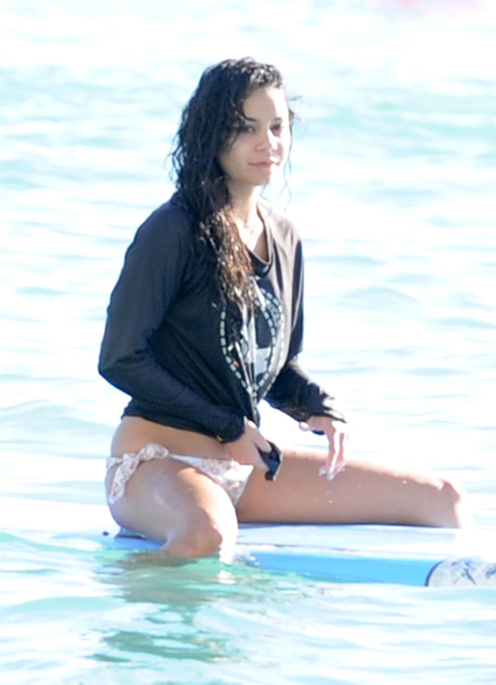 Vanessa Hudgens in a Bikini Surfing in Hawaii
