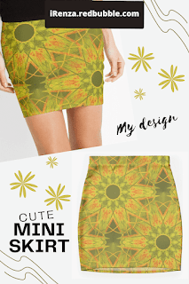 Green and red mandala pattern Mini Skirt.